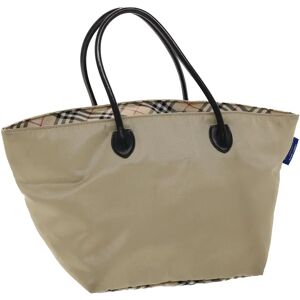 Burberry Nova Check Blue Label Tote Bag Nylon Beige Auth yb277