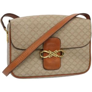 Celine Macadam Canvas Shoulder Bag Beige Auth yk8964