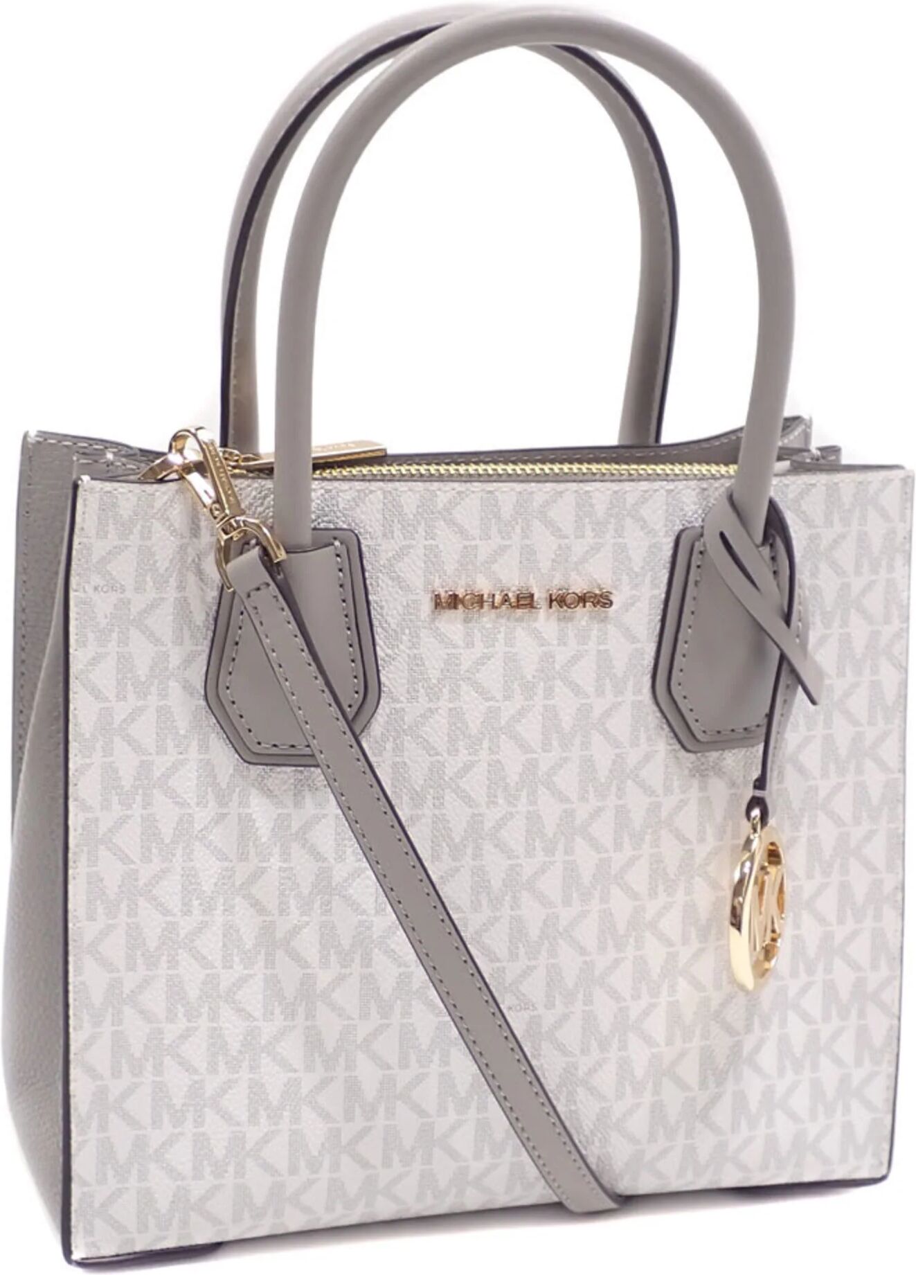 Michael Kors Handbag Women's White Gray PVC Leather 35S1GM9M2B Shoulder Mercer A6047035