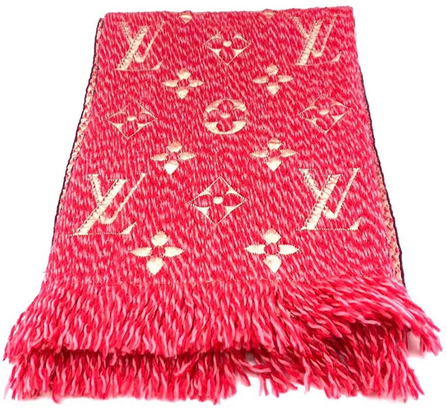 LOUIS VUITTON Accessories LV Escharpe Mania Muffler Rose Pink Clothing Monogram Pattern Ladies Wool x Silk M78706 LOUISVUITTON