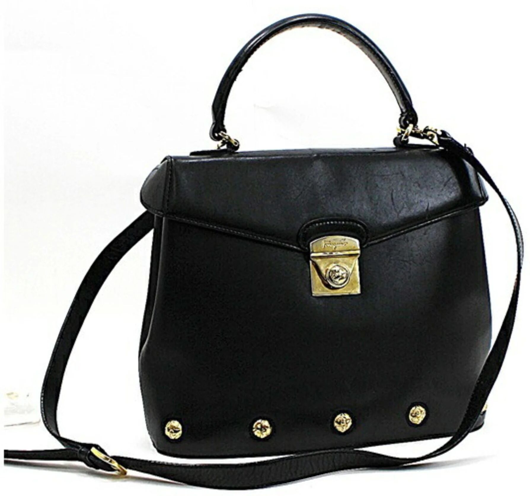 Salvatore Ferragamo Handbag Shoulder Bag Leather Black Women's