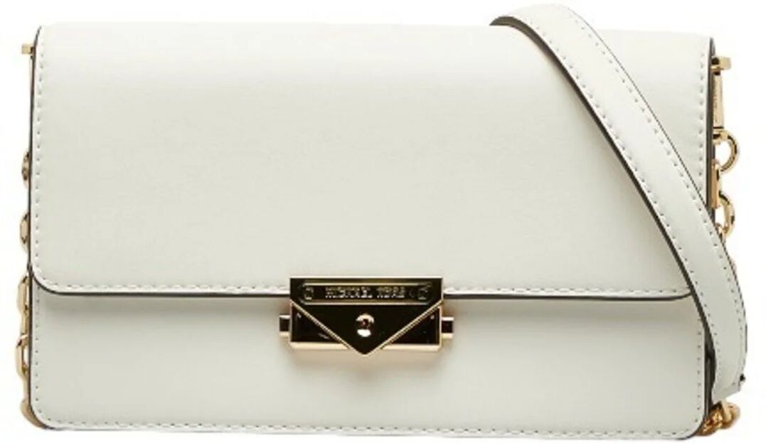 Michael Kors Sissy Vegan Leather Chain Shoulder Bag Clutch 35R3G0EC6O White Synthetic Women's