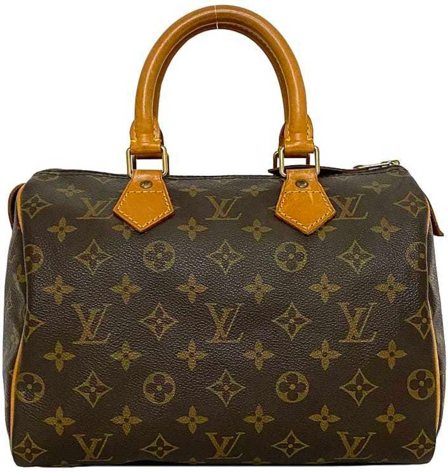 LOUIS VUITTON Boston Bag Speedy 25 Brown Beige Monogram M41528 Handbag Canvas Tanned Leather VI6913