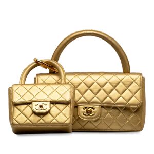 Chanel Lambskin Parent Child Kelly Set Top Handle Bag