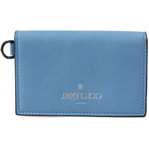 JIMMY CHOO CLIFFY Cliffy card case leather light blue series silver metal fittings folio business holder