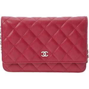 Chanel Matelasse Chain Red A33814 Women's Caviar Skin