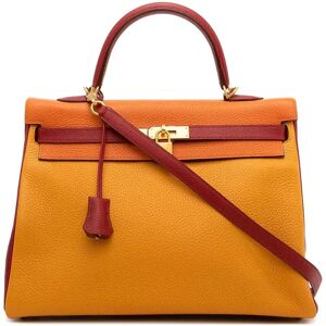 Hermes Kelly 35 Tri-colour Togo PBHW, Orange/RedThis item has been used and may have some minor flaws. Before purchasing, please refer to the images for the exact condition of the item.