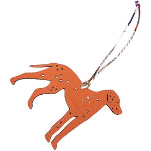 Hermes Charm Petit H Object Ornament Leather Dalmatian Dog H1065978-01 Epson/Togo Orange/Black Preserved