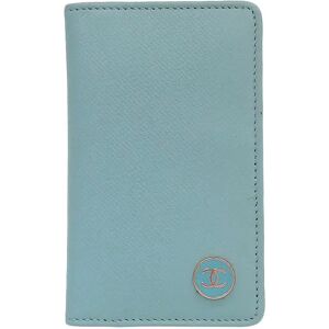 Chanel Around 2004 Made Caviar Skin Round Cc Mark Plate Card Case Baby Blue