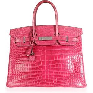 Hermes Rose Scheherazade Shiny Porosus Crocodile Birkin 35 PHW