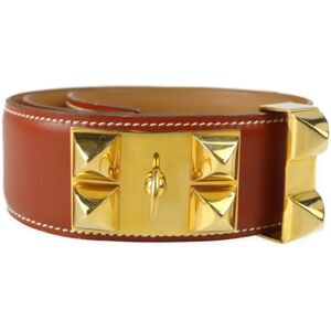 Hermes Collie de Cyan Medor belt Notation size 70 box calf brown system gold metal fittings 〇W stamp