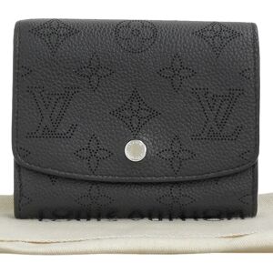 LOUIS VUITTON Monogram Mahina Portefeuille Iris Compact Punching Black M62540