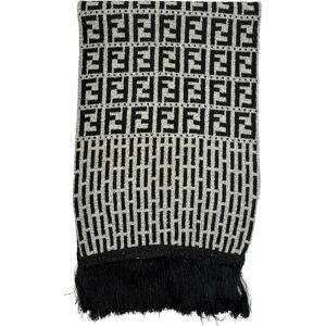 Fendi Zucca pattern FF muffler wool gray black men's women's