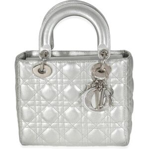 Christian Dior Silver Grained Calfskin Cannage Small Lucky Badges My Lady Dior