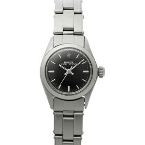 ROLEX Oyster Perpetual 6618 Women's SS Watch Automatic Winding Black Dial