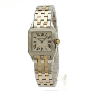 CARTIERFinished  Santos de 2 Row SS GP Two-tone Ivory Dial Ladies Watch Quartz W25066Z6