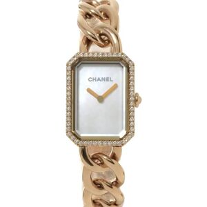 Chanel Premiere Ladies Watch Diamond Bezel White Shell Dial K18 Beige Gold Quartz