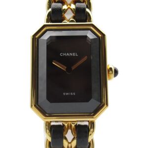 Chanel Premiere L Wrist Watch H0001 Quartz Black Gold Plated Leather belt H0001