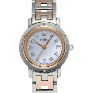 Hermes Clipper Nacle CL4.221 Ladies SS/GP Watch Quartz Shell Dial