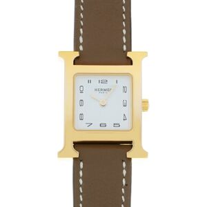 Hermes H Watch PM 25mm HH1.201 B engraved [around 2023] Women's GP/Leather Quartz White Dial