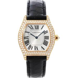 Cartier Tortue SM WA505031 Women's Watch Genuine Diamond Bezel Silver Dial K18PG Manual Winding