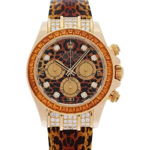 ROLEX Daytona Leopard 8P Diamond 116598SACO Men's YG/Leather Watch Automatic Winding