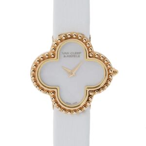 VAN CLEEF & ARPELS Van Cleef Arpels Alhambra Women's YG/Leather Watch Quartz Shell Dial