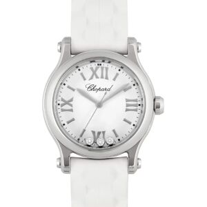 Chopard Happy Sports 3P Diamond Ladies Quartz Watch SS White Dial Rubber Strap 8590