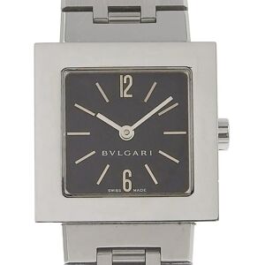 Bulgari Quadrado watch SQ22SS stainless steel silver quartz analog display ladies black dial