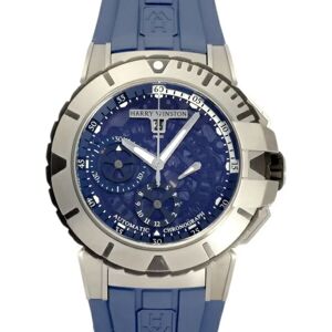 HARRY WINSTON Ocean Sports Chronograph OCSACH44ZZ007 Black Blue Dial Watch Men's