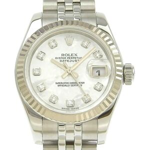 ROLEX Datejust Women's Automatic Watch White Shell Dial 8P Diamond 179174G V Number