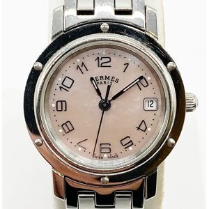 Hermes Watch CL4.210 Clipper Quartz Pink Shell Stainless Steel Dial Ladies Fashion