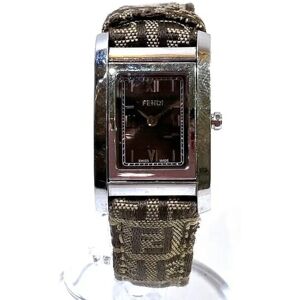 Fendi 7600L Quartz Zucca Pattern Square Watch Ladies