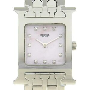 Hermes H Watch Ladies Quartz Battery Pink Shell Dial 12P Diamond HH1 210