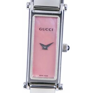 Gucci Watch 1500L Stainless Steel Swiss Made Quartz Analog Display Pink Shell Dial Ladies