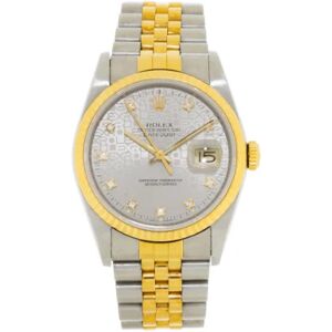 ROLEX Datejust, steel and gold wristwatch with indexes set with diamonds, circa 1989