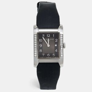 Baume & Mercier & Mercier BAUME & MERCIER Grey Stainless Steel Leather Diamond Hampton 65694 Women's Wristwatch 27 mm