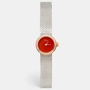 Christian Dior Red 18k Rose Gold Stainless Steel Diamonds La De  CD04012X1001 Women's Wristwatch 19 mm
