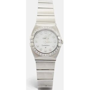 Omega MOP Diamonds Stainless Steel Constellation 123.15.24.60.05.001 Women's Wristwatch 24 mm, White