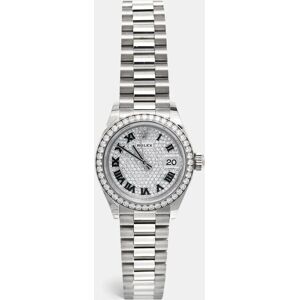 ROLEX Diamond Pave 18K White Gold Datejust President M279139RBR-0014 Women's Wristwatch 28