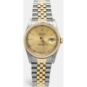 ROLEX Champagne 18k Yellow Gold And Stainless Steel Datejust 16233 Men's Wristwatch 36 mm