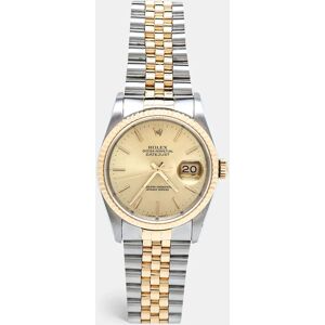 ROLEX Champagne 18k Yellow Gold And Stainless Steel Datejust 16233 Men's Wristwatch 36 mm