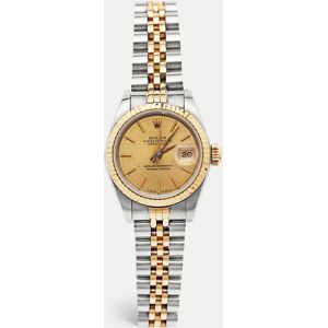 ROLEX Champagne 18K Yellow Gold And Stainless Steel Datejust 69173 Women's Wristwatch 26 mm