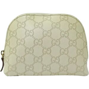 Gucci Pouch Women's Brand Shima Leather Ivory 141810 Cosmetic Accessory Case