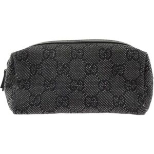 Gucci Pouch 29596 Canvas Leather Black Cosmetic Accessory Case Pen Multi