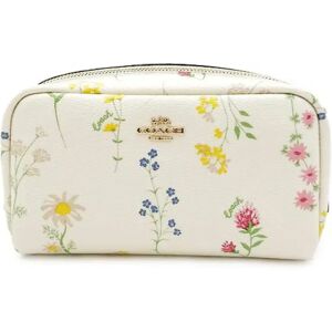 COACH Pouch Floral Print Cosmetic White Ivory Ladies Accessory Case Fashion C0039