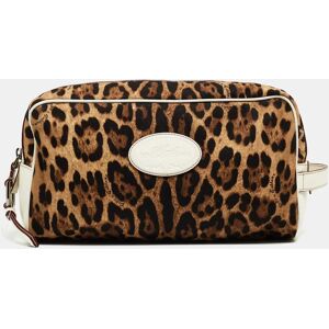 Dolce&Gabbana Brown Leopard Print Fabric and Leather Cosmetic Pouch