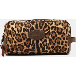 Dolce&Gabbana Leopard Print Fabric and Leather Cosmetic Pouch