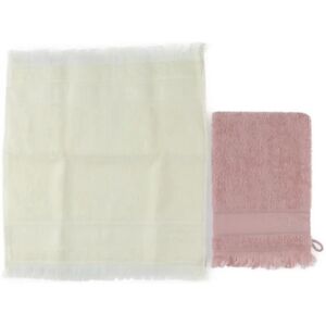 Hermes Baby Bath Mittens & Towel Set Yukijo 75% Cotton 25% Polynosic Ivory Pink Body Simple Fringe