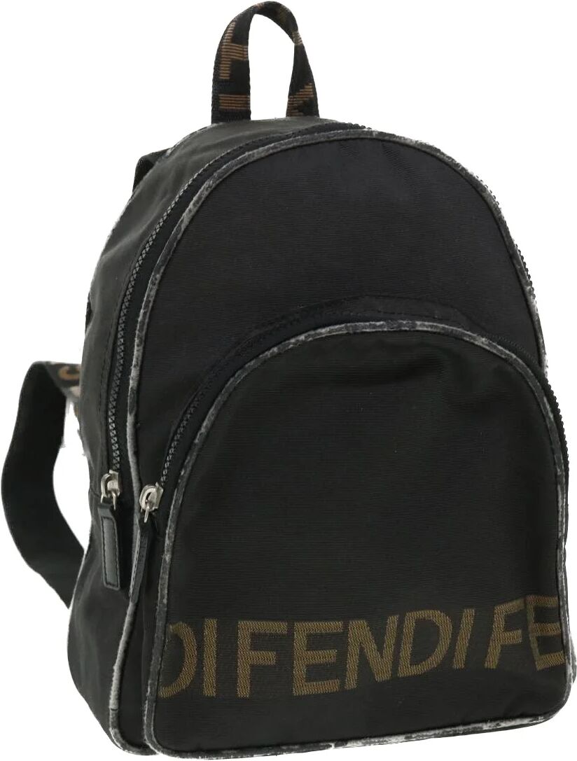 Fendi Backpack Nylon Black Brown Auth yb325